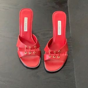 Ann Marino “Elizabeth” flame red three inch heel